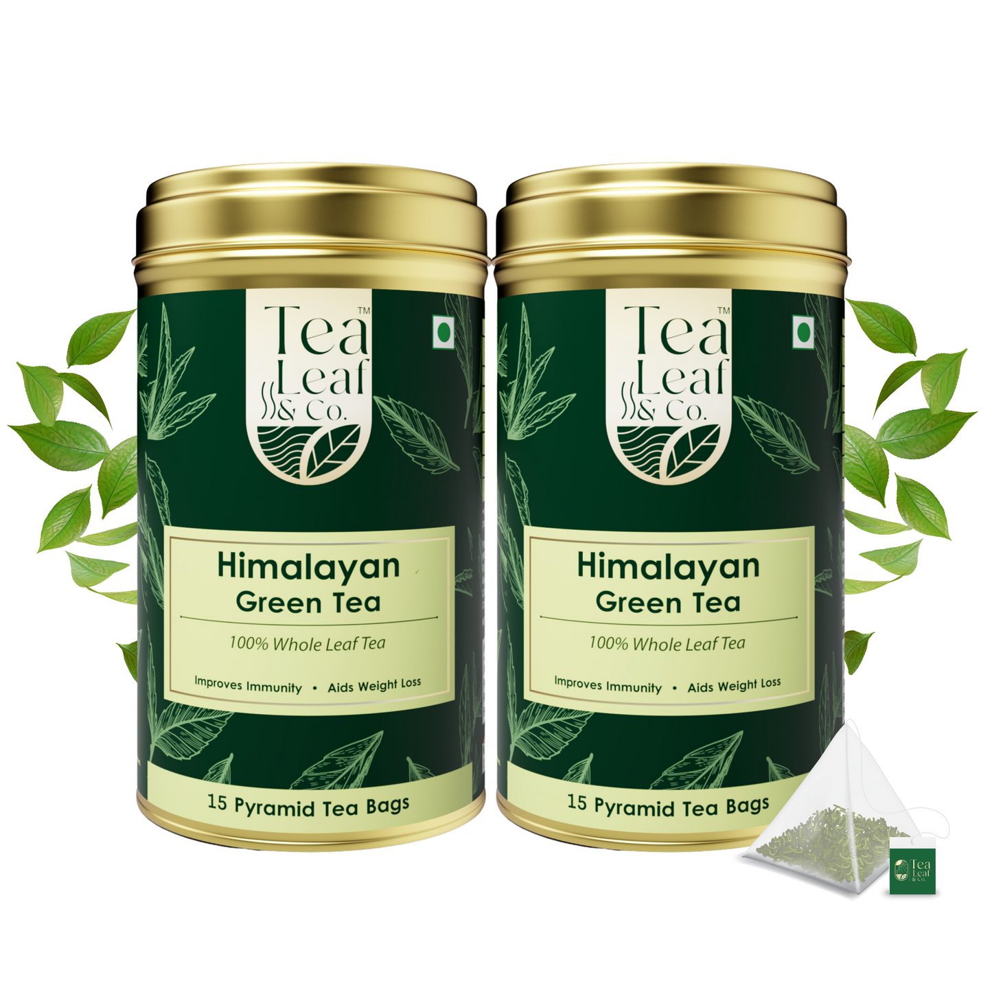 Himalayan Green Tea Combo - Calming Blend, 30 Pyramid Tea Bags (Pack of 2)