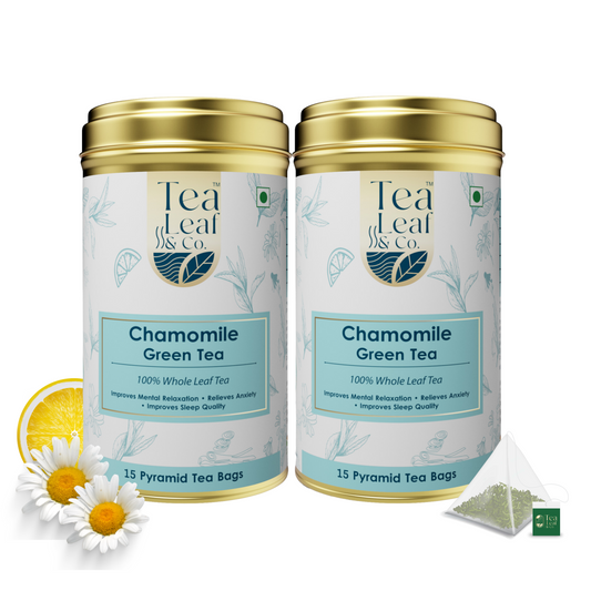 Chamomile Green Tea Improves Sleep & Anxiety Relief - Farm Fresh, 30 Pyramid Tea Bags (Pack of 2)