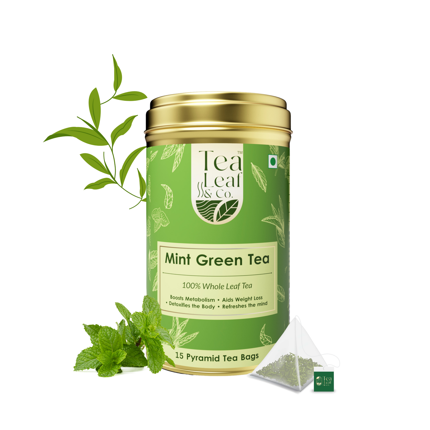 Lemon Ginger Green Tea - Digestive Aid & Vitamin C, 15 Pyramid Tea Bags