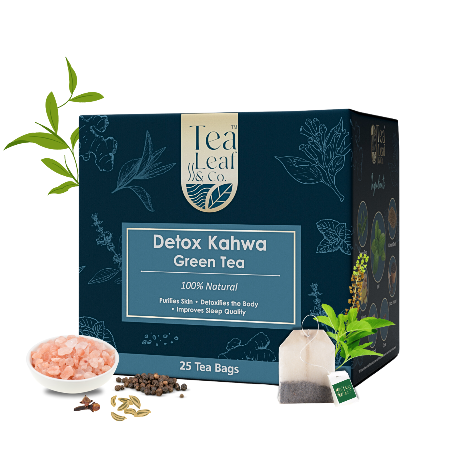 Detox Kahwa & Turmeric Tulsi Green Tea Combo - Digestion & Immunity Boost, 25 Tea Bags