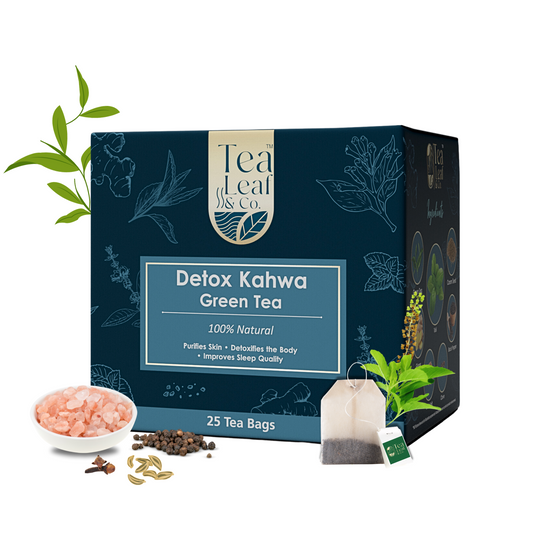 Detox Kahwa & Turmeric Tulsi Green Tea Combo - Digestion & Immunity Boost, 25 Tea Bags