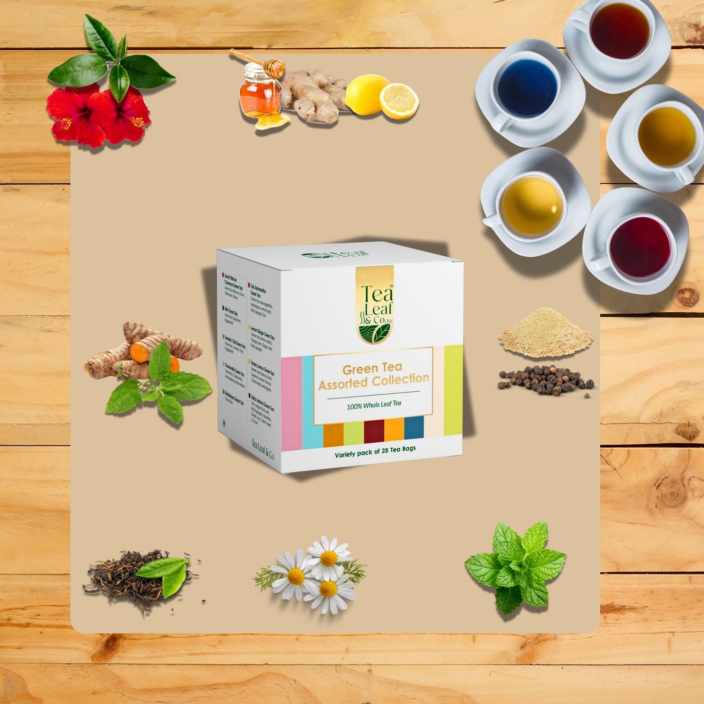 Assorted Green Tea Sampler – 9 Flavours, 25 Tea Bags