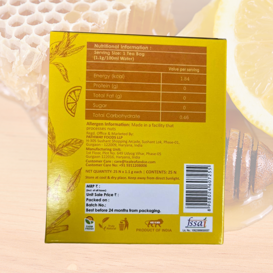 Lemon Ginger Green Tea Digestive Aid with Vitamin C Natural Flavor & Fresh Herbs 25 Tea Bags Pack of 2