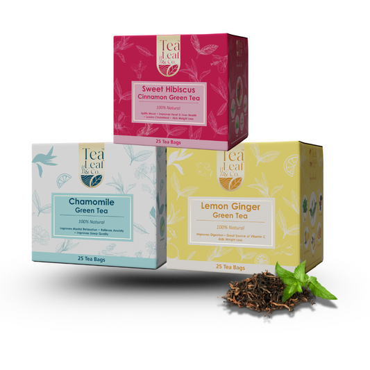 Sweet Hibiscus + Lemon Ginger + Chamomile Green Tea Combo for Digestion & Immunity 75 Tea Bags Pack of 3