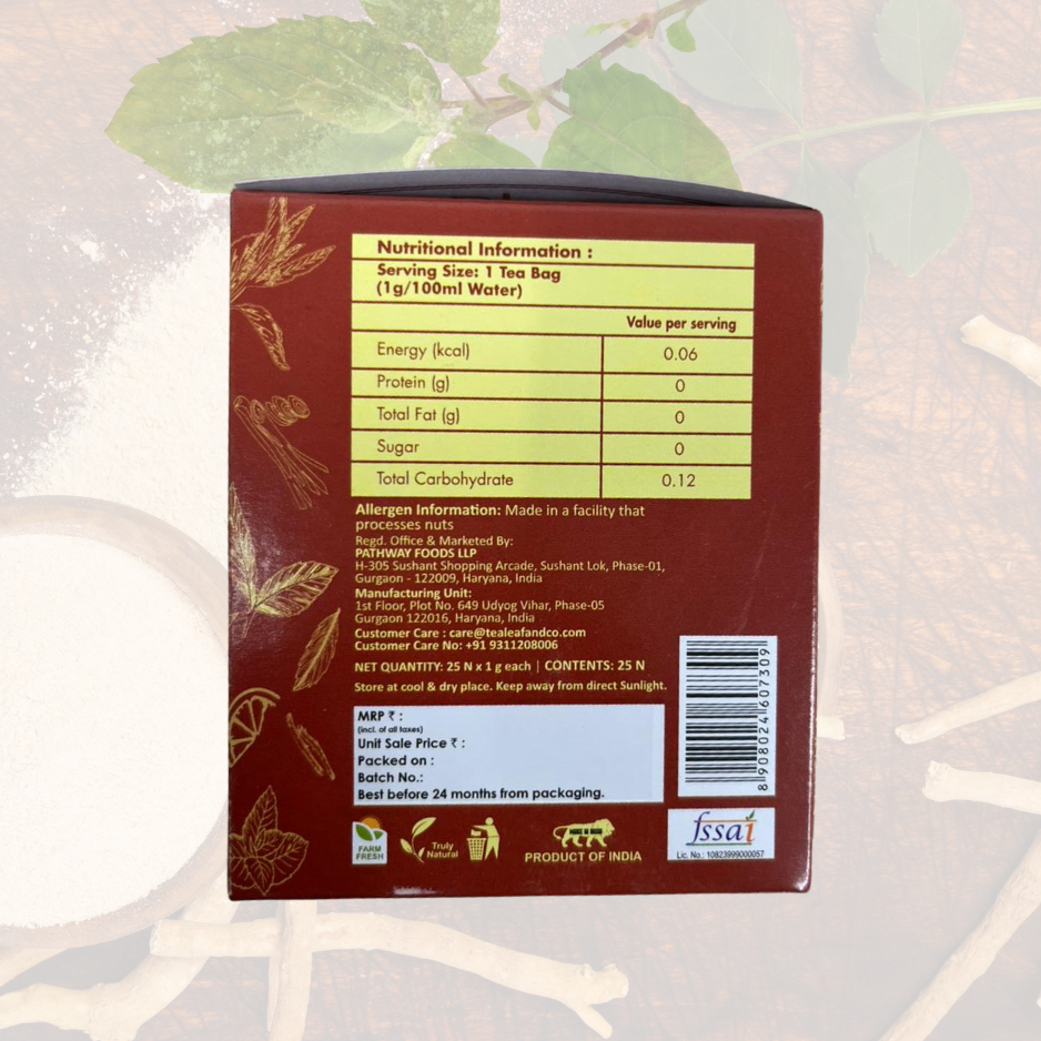 Tulsi Ashwagandha Green Tea Stress Relief & Revitalizes Mind & Body Farm Fresh 25 Tea Bags Pack of 2