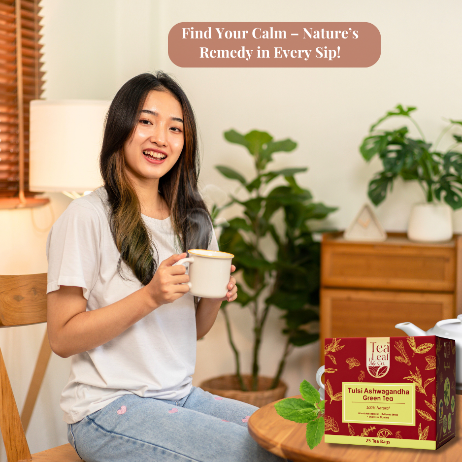 Tulsi Ashwagandha Green Tea Stress Relief & Revitalizes Mind & Body Farm Fresh 25 Tea Bags Pack of 2