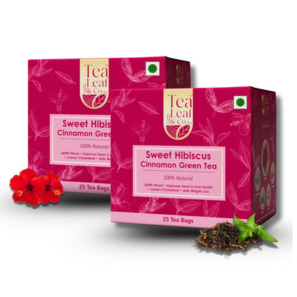 Sweet Hibiscus Green Tea Fresh 50 Tea Bags Pack of 2