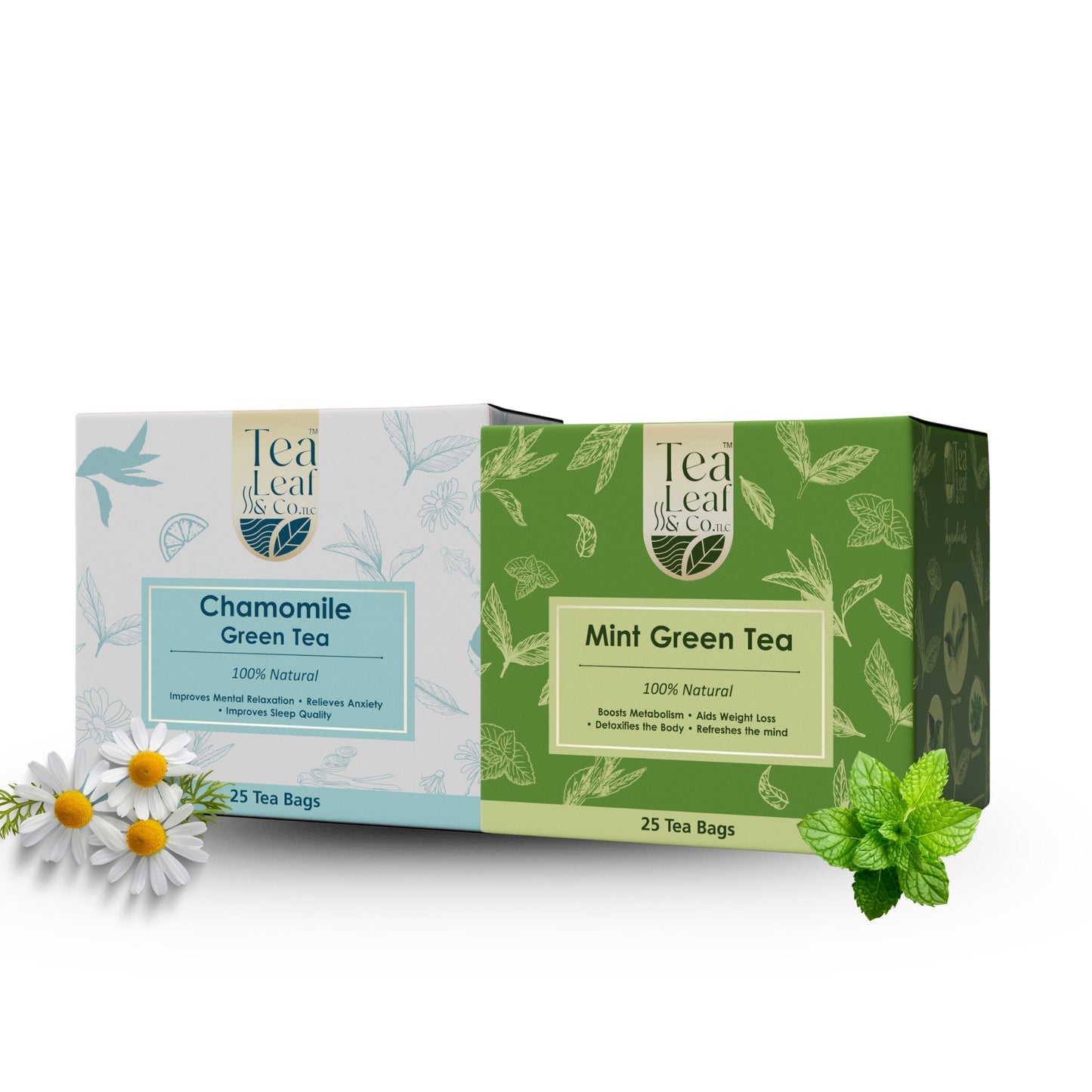 Mint Fresh & Chamomile Calm Green Tea 50 Tea Bags Pack of 2