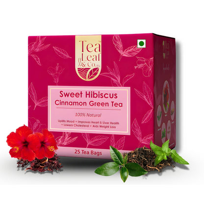Sweet Hibiscus Green Tea, 25 Tea Bags Pack of 1