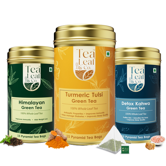 Detox Khawa + Turmeric Tulsi + Himalayan Pyramid Green Tea (Combo pack) - 45 Pyramid Tea Bags