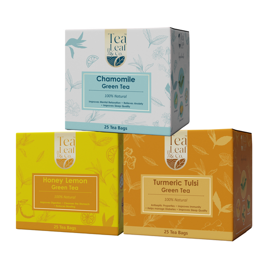 Chamomile + Honey Lemon + Turmeric Tulsi Green Tea (Pack of 3) - 75 Tea Bags