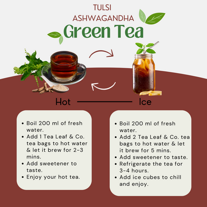 Tulsi Ashwagandha Green Tea (Pack of 2) - 50 Tea bags