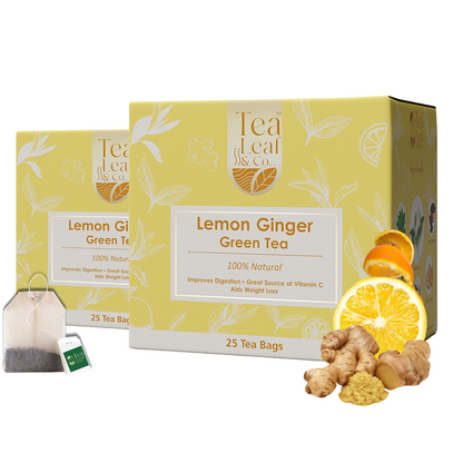 Lemon Ginger Green Tea (Pack of 2) -  50 Tea Bags