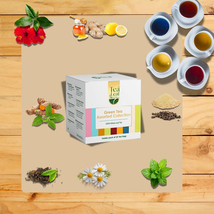 Assorted Green Tea Sampler – 9 Flavours, 25 Tea Bags