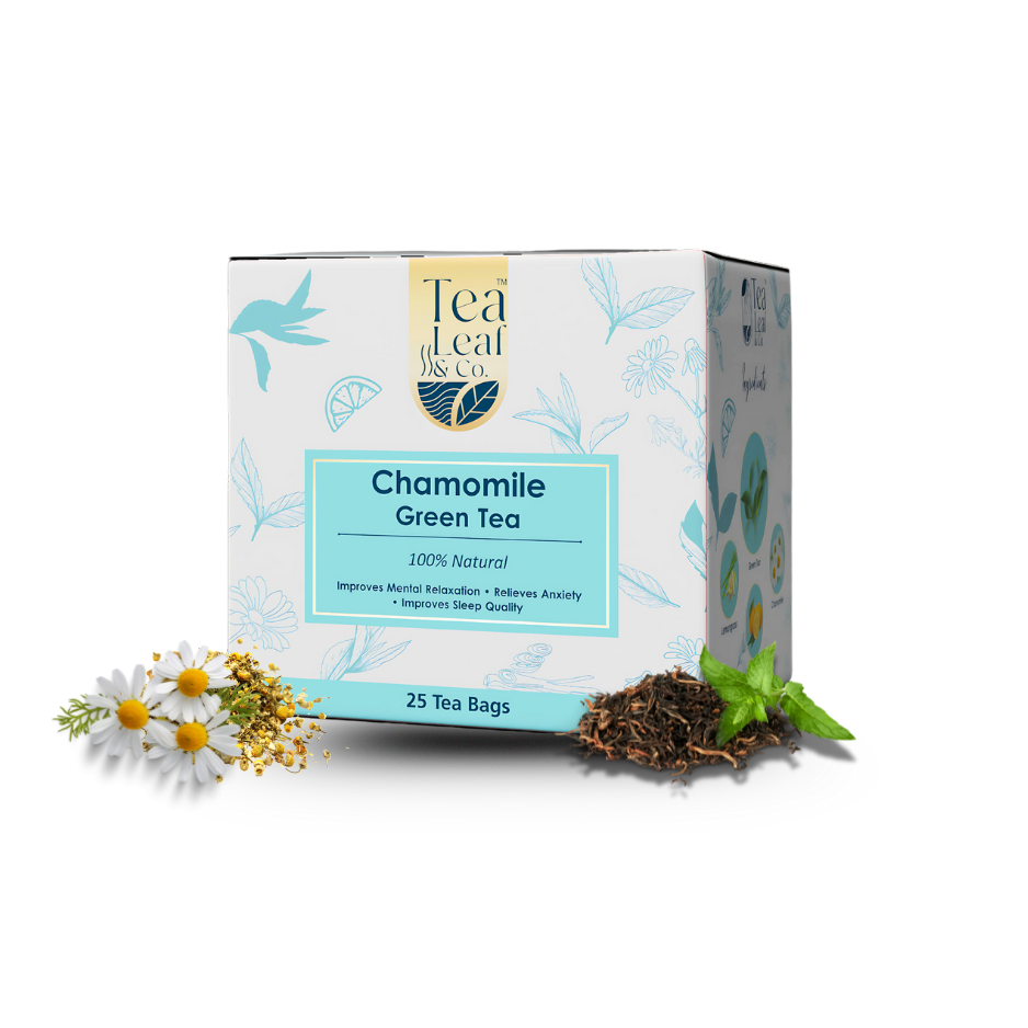 Chamomile Green Tea Pure Chamomile Tea for Relaxation & Anxiety Relief Natural Flavour Farm Fresh 25 Tea Bags Pack of 1