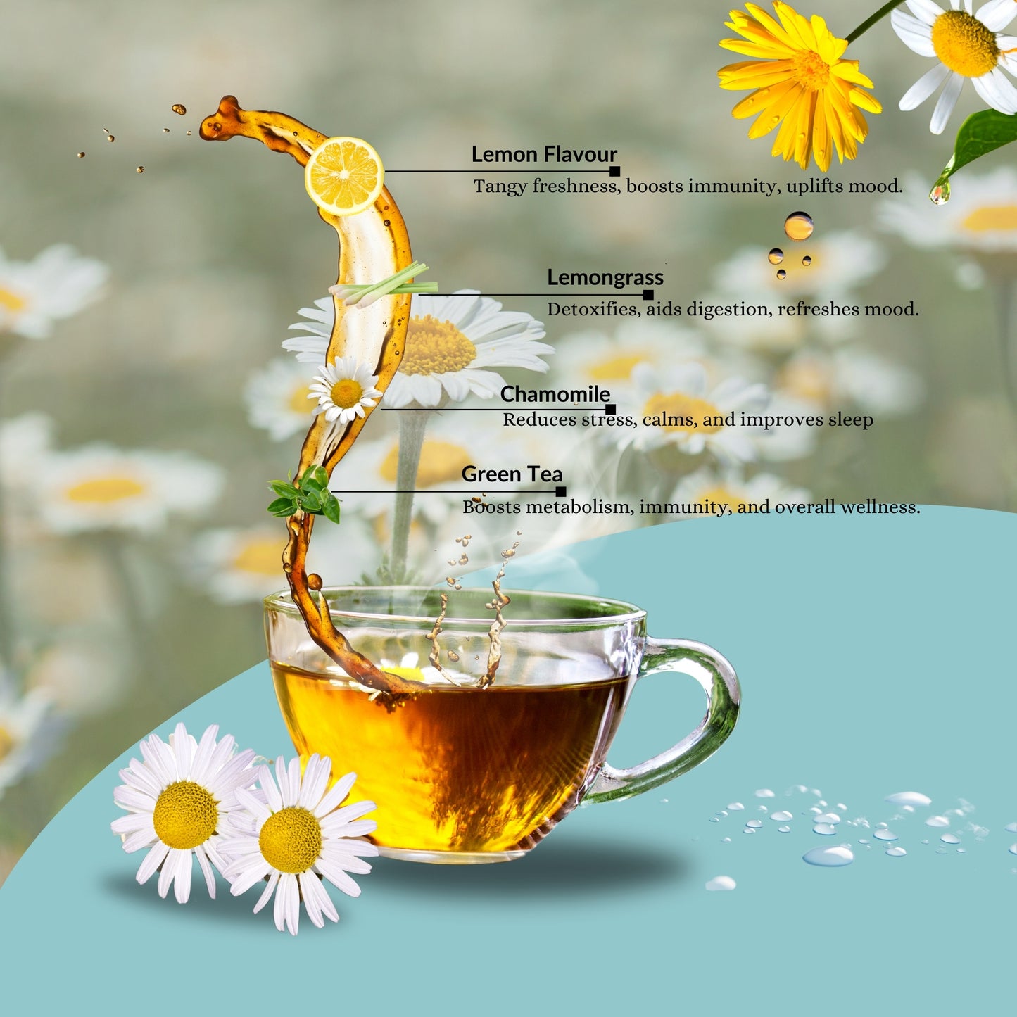 Chamomile Green Tea Improves Sleep & Anxiety Relief Farm Fresh 30 Pyramid Tea Bags Pack of 2