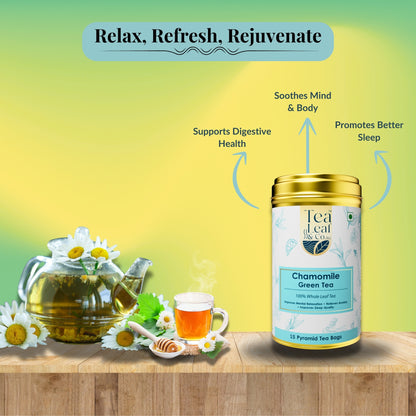 Chamomile Green Tea Improves Sleep & Anxiety Relief Farm Fresh 30 Pyramid Tea Bags Pack of 2