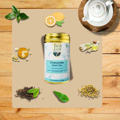 Chamomile Green Tea Improves Sleep & Anxiety Relief Farm Fresh 30 Pyramid Tea Bags Pack of 2