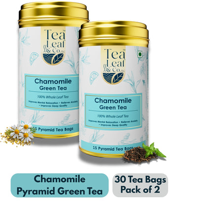 Chamomile Green Tea Improves Sleep & Anxiety Relief Farm Fresh 30 Pyramid Tea Bags Pack of 2