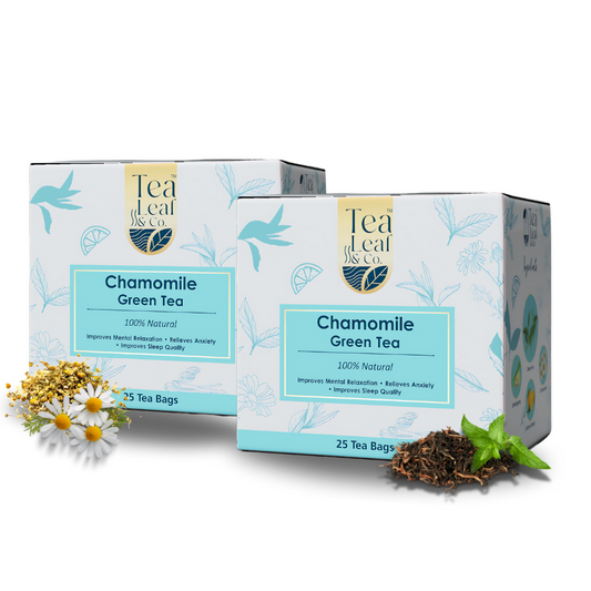 Chamomile Green Tea Soothing Blend Improves Sleep Quality & Relieves Anxiety Farm Fresh & Natural 25 Tea Bags Pack of 2