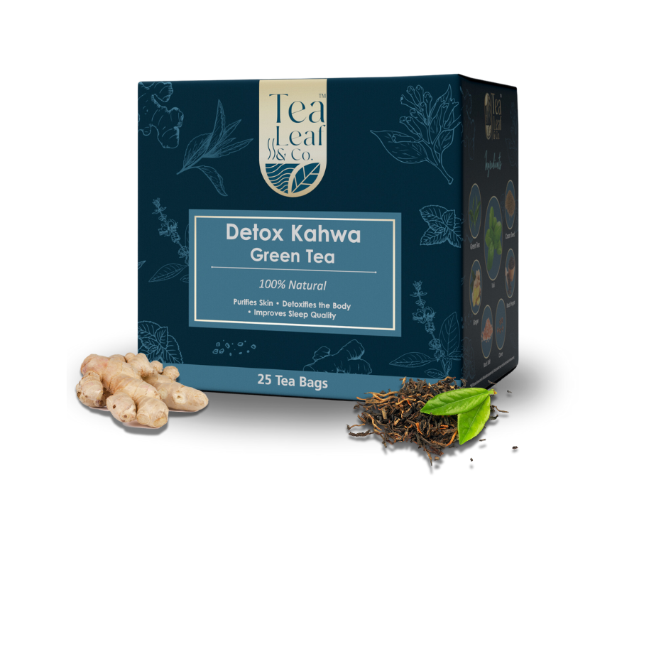 Detox Kahwa & Turmeric Tulsi Green Tea Combo Pack Improves Digestion & Immunity 25 Tea Bags Each Pack of 1