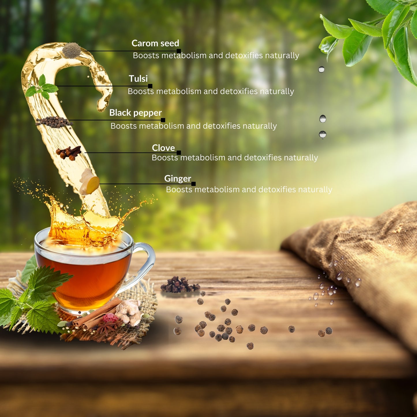 Detox Kahwa Green Tea Natural Fresh Flavour 15 Pyramid Green Tea Bags Pack of 1