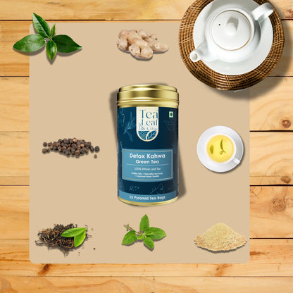 Detox Kahwa Green Tea Natural Fresh Flavour 15 Pyramid Green Tea Bags Pack of 1