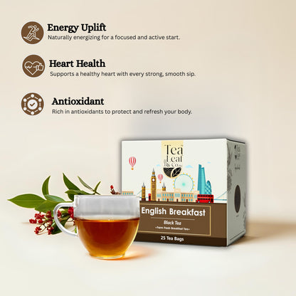 English Breakfast Black Tea High Energy & Sugar Levels Farm Fresh Flavour 25 Tea Bags Pack of 1