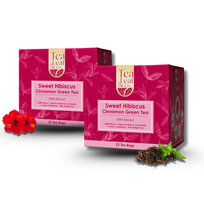 Sweet Hibiscus Green Tea Uplifts Mood Heart Health & Lowers Cholesterol Farm Fresh 25 Tea Bags Pack of 2