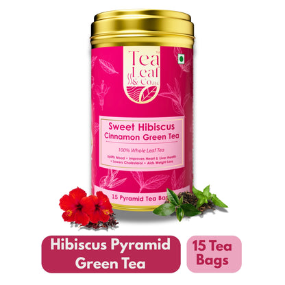 Sweet Hibiscus Green Tea 15 Pyramid Tea Bags Pack of 1