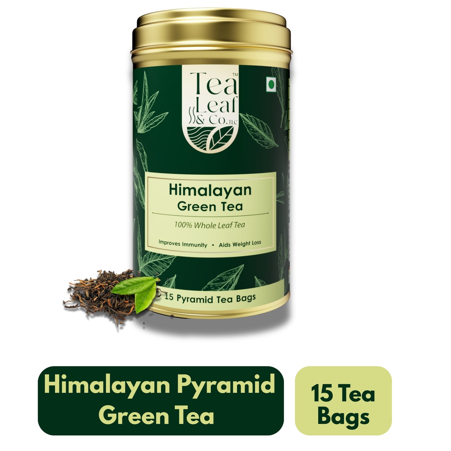 Himalayan Green Tea Fresh Natural Flavour 15 Pyramid Tea Bags pack of 1
