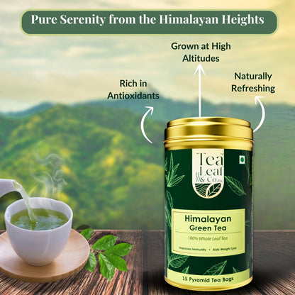 Himalayan Green Tea Fresh Natural Flavour 15 Pyramid Tea Bags pack of 1