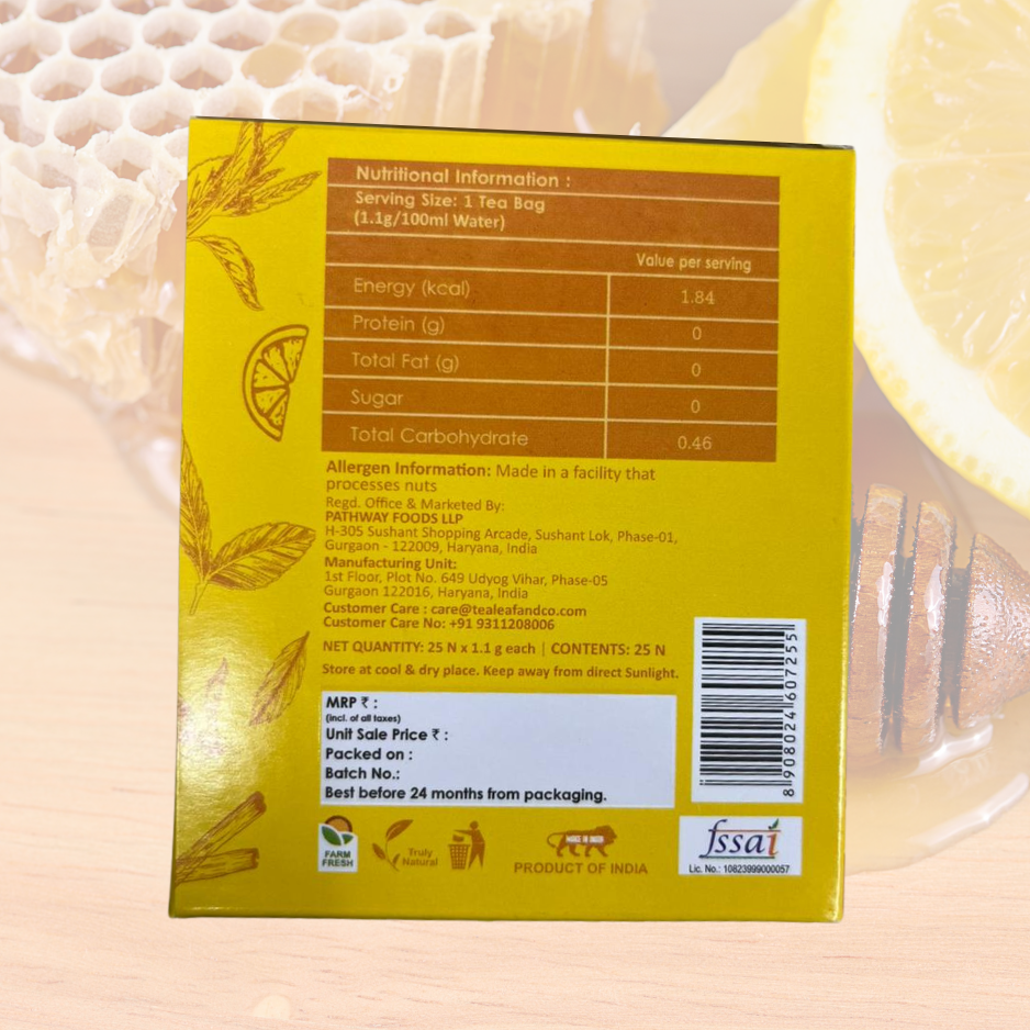 Honey Lemon Green Tea with Vitamin C Boosts Immunity Digestion & Metabolism Zero Calories 25 Green Tea Bags Pack of 1