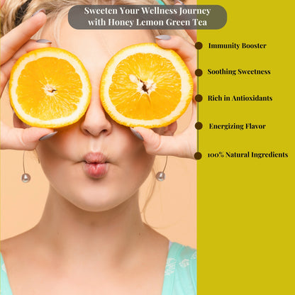 Honey Lemon Green Tea & Digestion Boost Natural Flavour Zero Calories 15 Pyramid Tea Bags Pack of 1