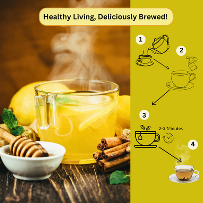 Honey Lemon Green Tea with Vitamin C Boosts Immunity Digestion & Metabolism Zero Calories 25 Green Tea Bags Pack of 1