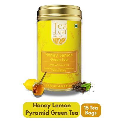 Honey Lemon Green Tea & Digestion Boost Natural Flavour Zero Calories 15 Pyramid Tea Bags Pack of 1