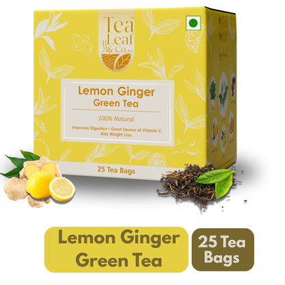 Lemon Ginger Green Tea & Vitamin C Herbal Hot/Iced Tea 25 Tea Bags Pack of 1