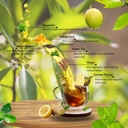 Lemon Ginger Green Tea & Vitamin C Rich Natural Tea 15 Pyramid Tea Bags Pack of 1