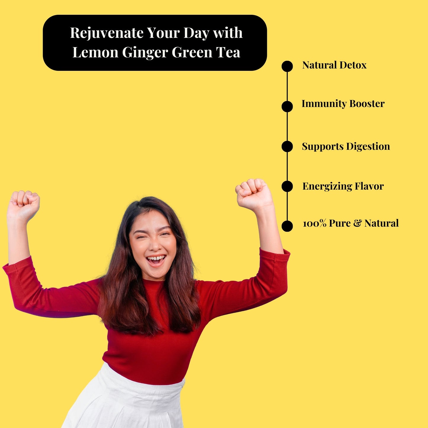 Lemon Ginger Green Tea Rich in Vitamin C Fresh 30 Pyramid Tea Bags Pack of 2