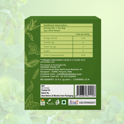 Mint Green Tea Refreshing Flavor of Spearmint & Peppermint Natural & Farm Fresh 25 Tea Bags Pack of 2