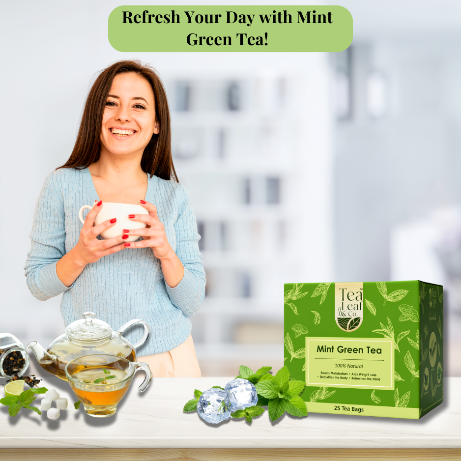 Mint Green Tea Refreshing Flavor of Spearmint & Peppermint Natural & Farm Fresh 25 Tea Bags Pack of 2