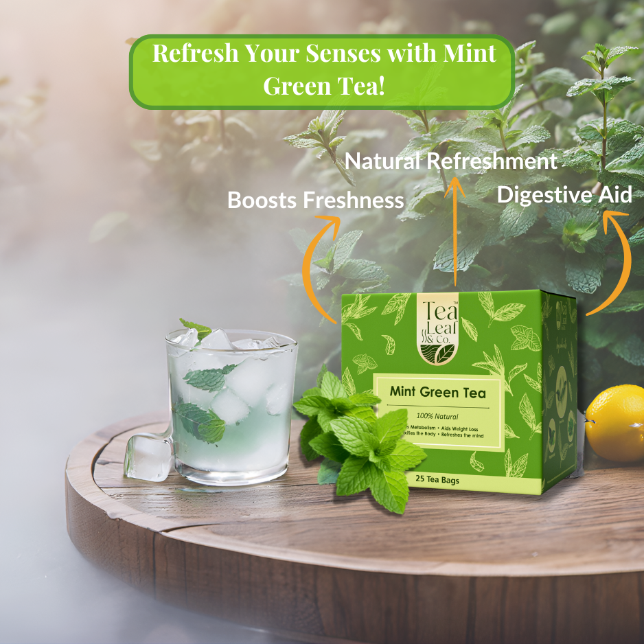 Mint Green Tea Refreshing Flavor of Spearmint & Peppermint Natural & Farm Fresh 25 Tea Bags Pack of 2