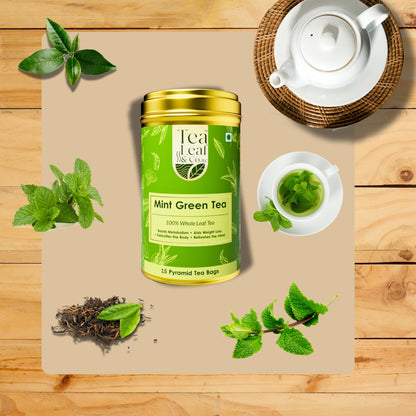 Mint Green Tea For Hot/Iced 15 Pyramid Tea Bags Pack of 1