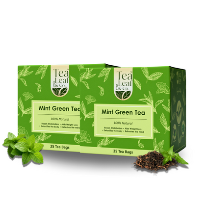 Mint Green Tea Refreshing Flavor of Spearmint & Peppermint Natural & Farm Fresh 25 Tea Bags Pack of 2