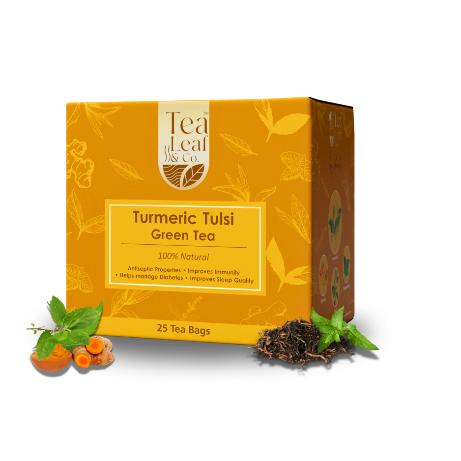 Turmeric Tulsi Green Tea AntiInflammatory & Immunity Boosting Farm Fresh 25 Tea Bags Pack of 1