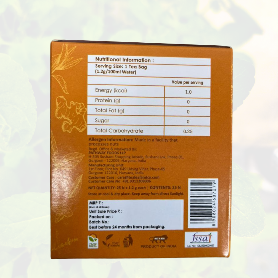 Turmeric Tulsi Green Tea AntiInflammatory & Immunity Boosting Farm Fresh 25 Tea Bags Pack of 1