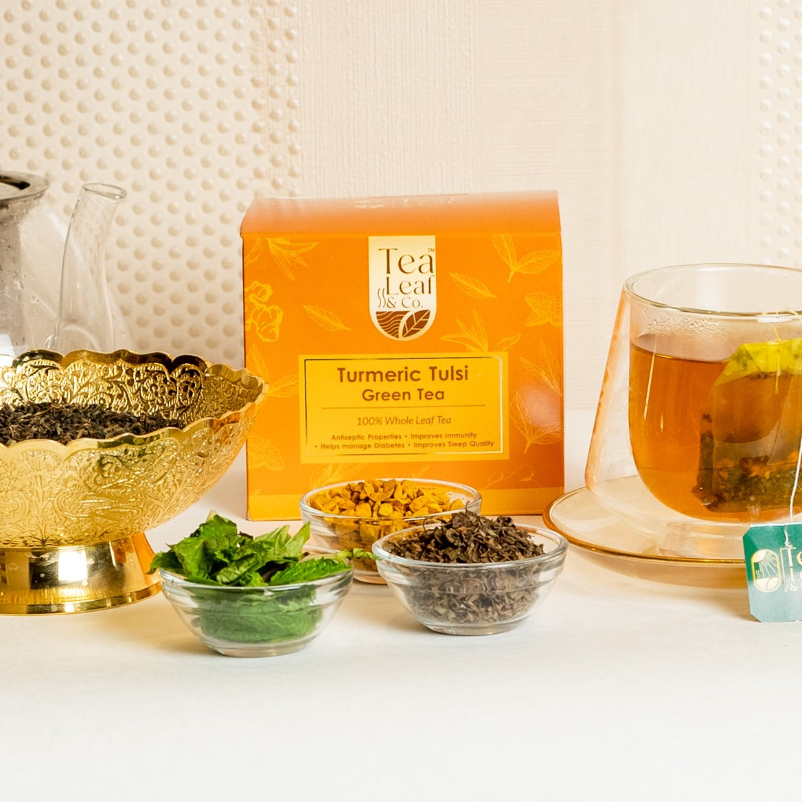 Chamomile + Honey Lemon + Turmeric Tulsi Green Tea (Pack of 3) - 75 Tea Bags