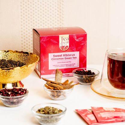 Sweet Hibiscus Green Tea Bag + Lemon Ginger Green Tea Bag (Pack of 2) - 50 Tea Bags