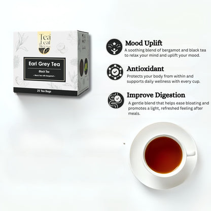 Earl Grey Black Tea with Vitamin C High Energy & Sugar Levels 25 Tea Bags Pack of 1