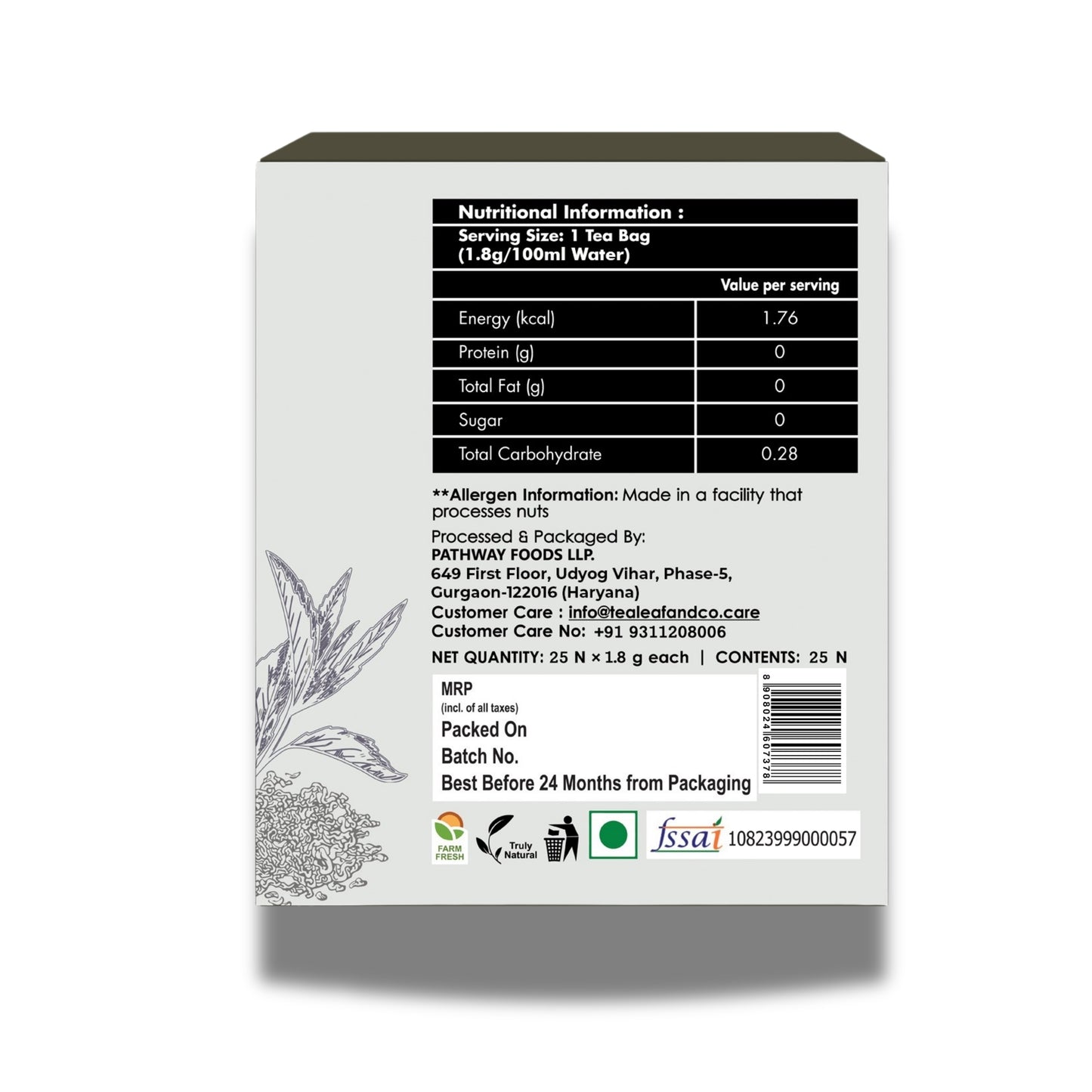 Earl Grey Black Tea with Vitamin C High Energy & Sugar Levels 25 Tea Bags Pack of 1